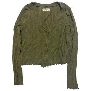 Lucky Brand Cropped Knit Button Down Top Cardigan Medium